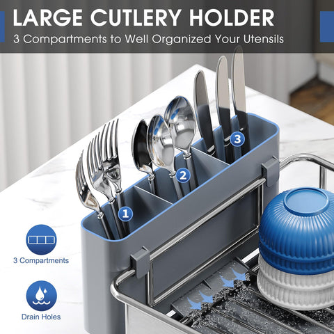 Urackify 4-slot utensil organizer keeps forks and knives neatly separated for easy access.