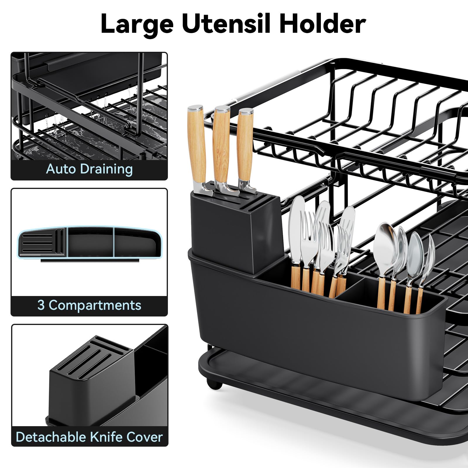 Urackify auto-draining spout prevents water pooling on the tray.