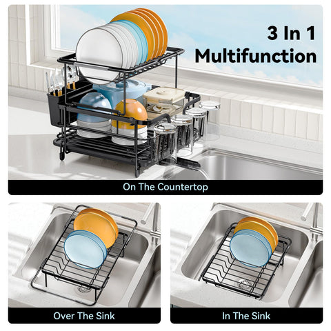 Urackify bottom tier fits 9 bowls and 6 mugs neatly.