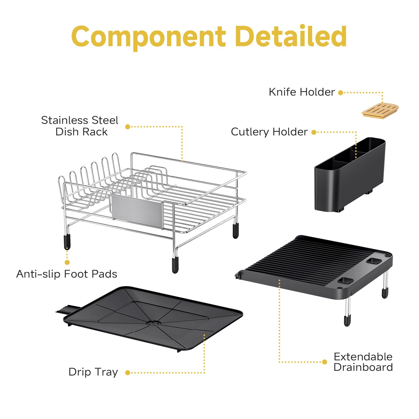Urackify-countertop-fit-dish-rack suits most kitchen layouts.