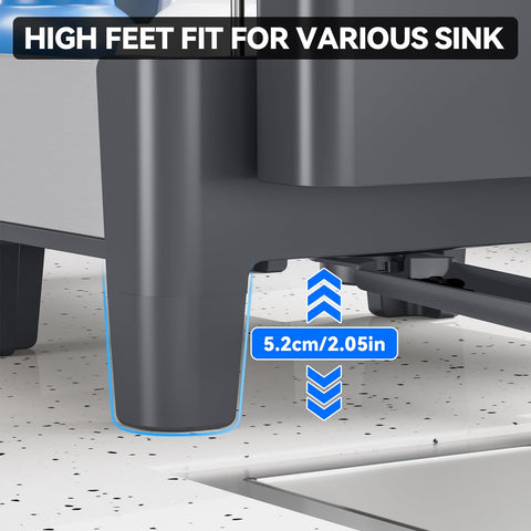 Urackify dish drying rack angled drainage system channels water to sink.