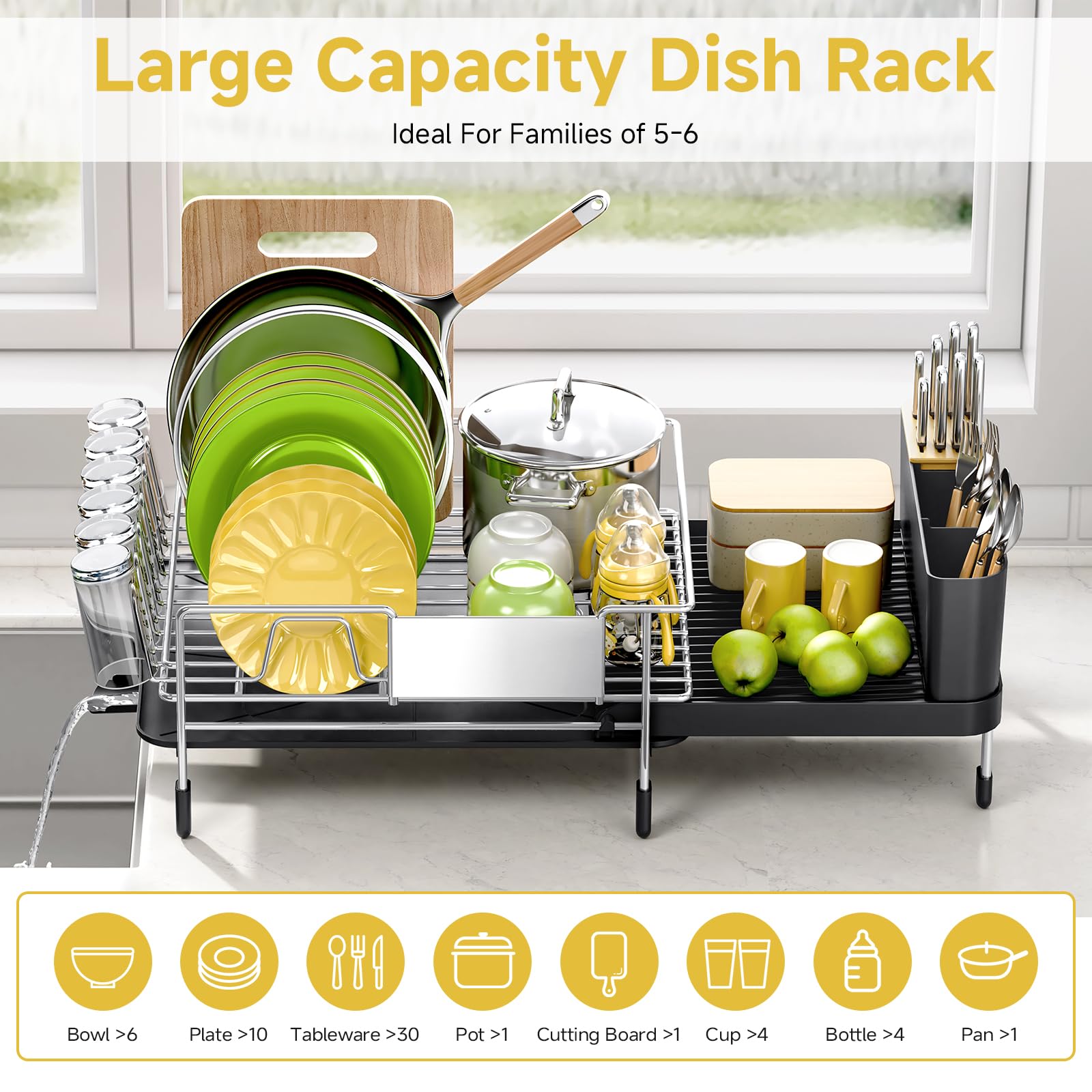 Urackify-dish-drying-rack-brushed-stainless-steel shows a durable finish that resists rust and fingerprints.