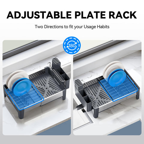 Urackify dish drying rack elevated feet fit rimmed sinks for stable drainage.