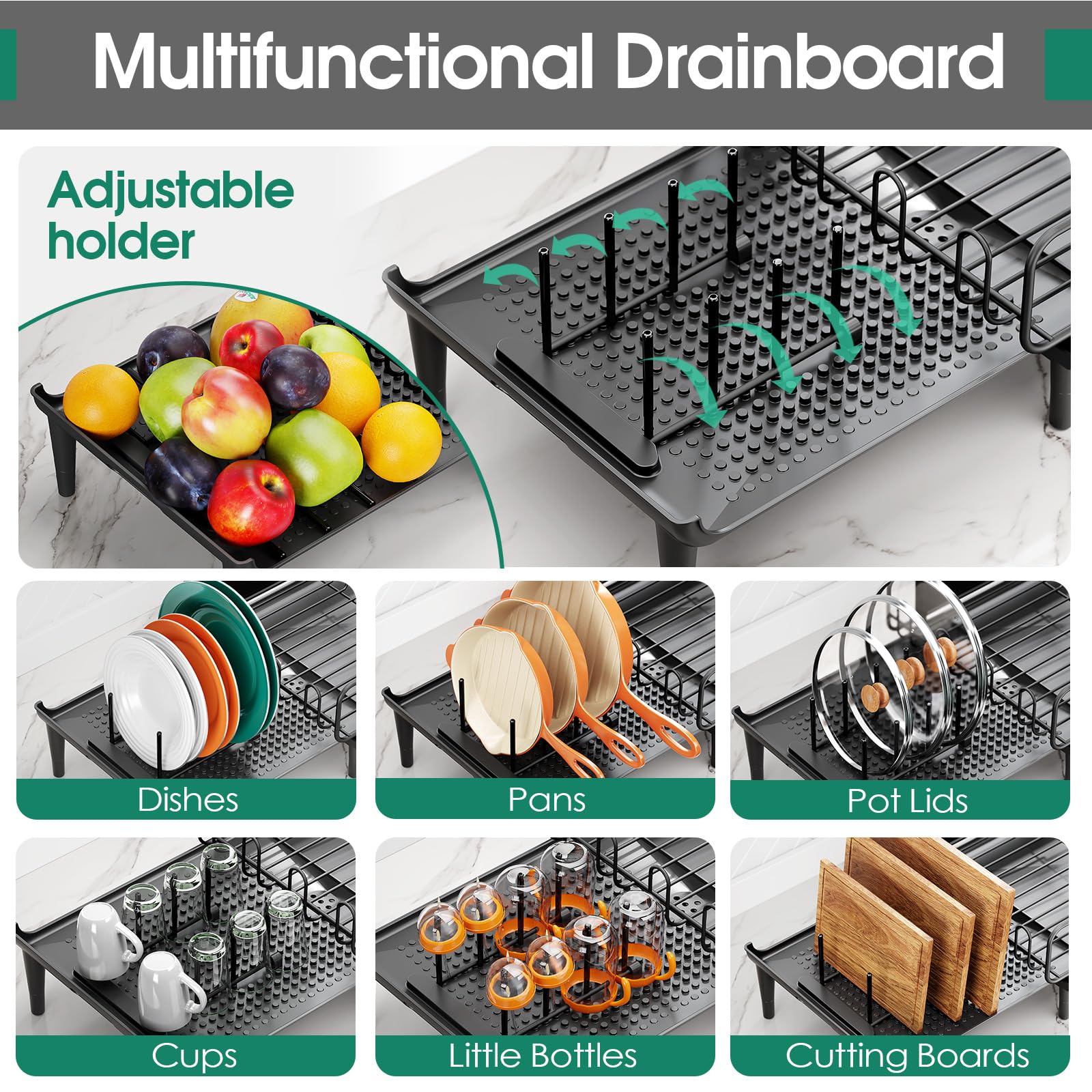 Elevated 2.95-inch legs improve drainage and compatibility with raised sinks.