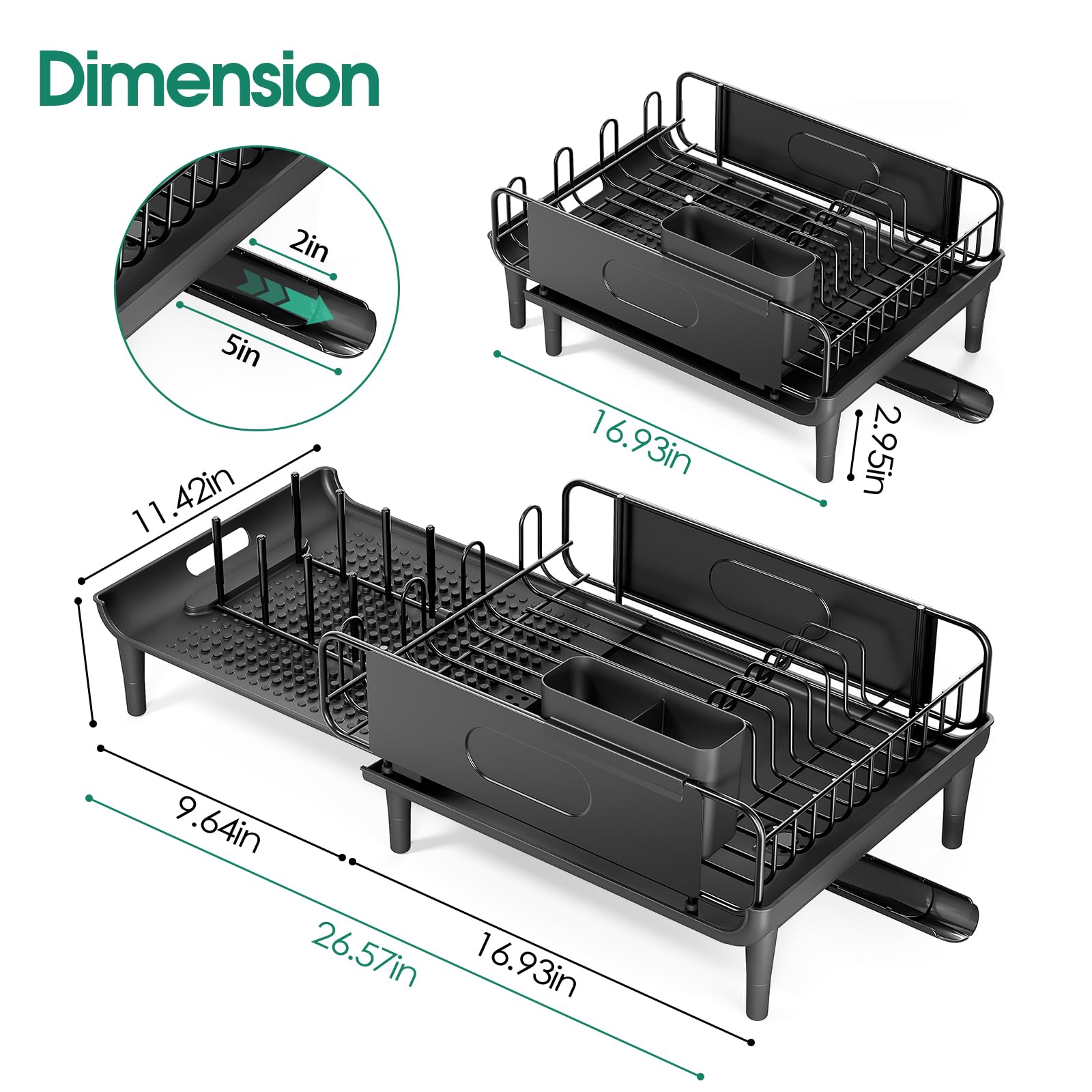 Fits standard, double, or irregular sinks to maximize counter space.