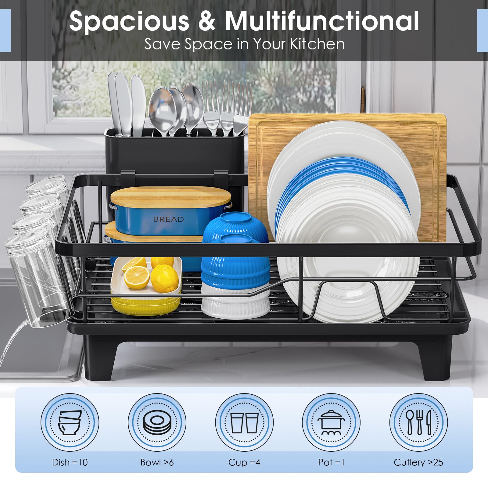 Urackify drainboard long spout channels water away for a dry countertop.