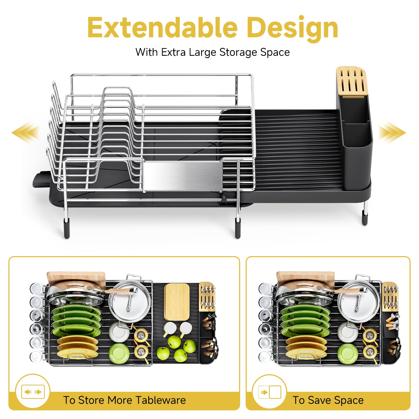 Urackify-knife-slot-dish-drying-rack offers safe utensil storage at a glance.
