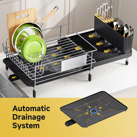Urackify-large-capacity-dish-rack organizes plates, bowls, and cups efficiently.
