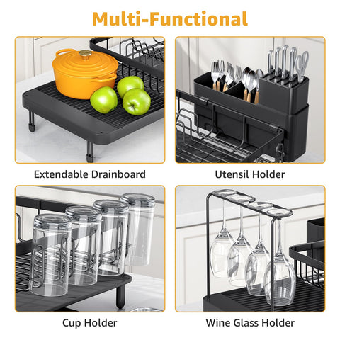 Urackify large plate rack holding up to 10 dishes for air drying.