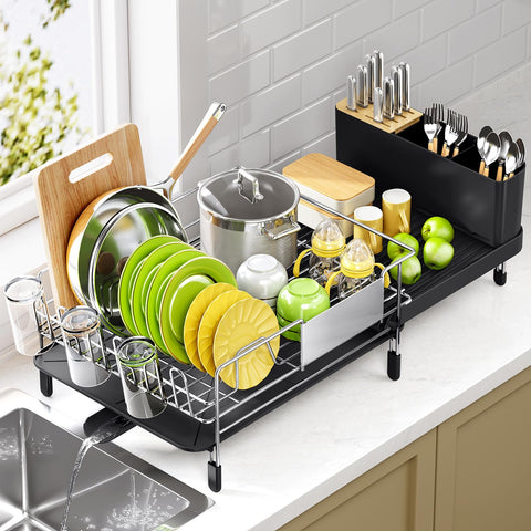 Urackify large-dish-drying-rack-extended offers flexible counter space for busy kitchens.