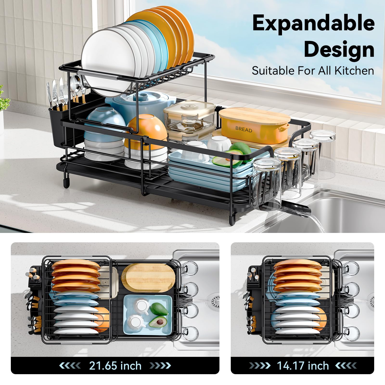Urackify top tier holds 11 plates for efficient air drying.