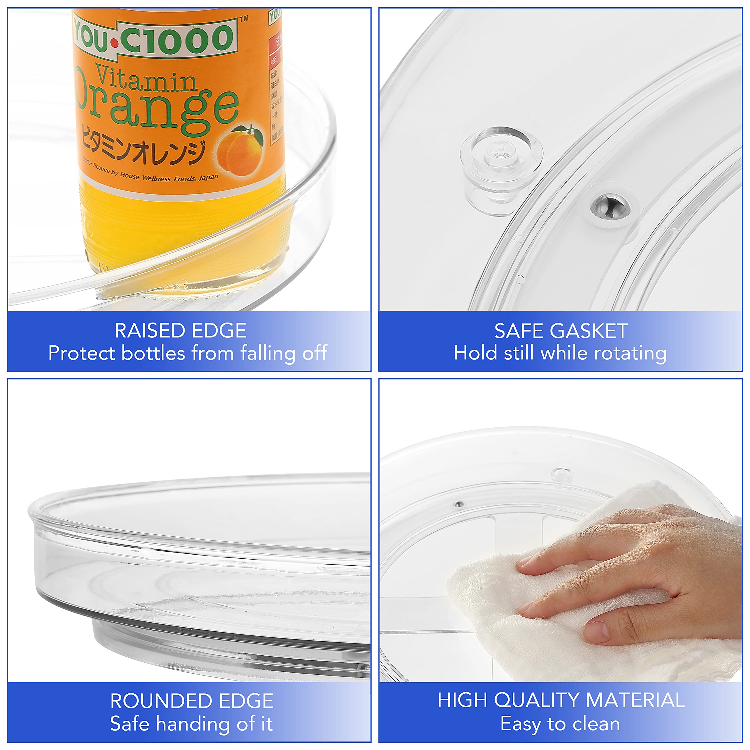URALFA BPA-free plastic lazy Susan offers durable, easy-clean performance