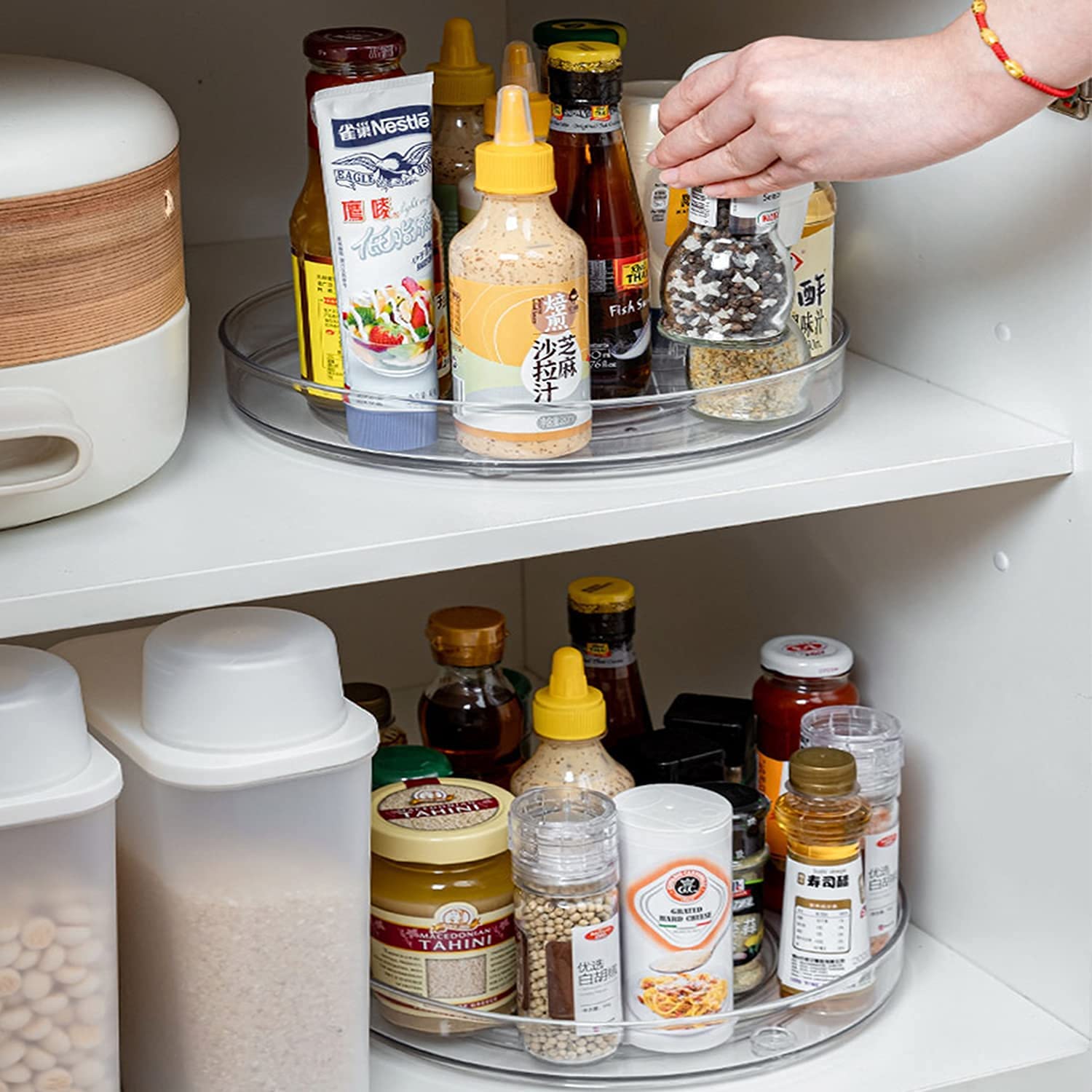 URALFA lazy Susan turntable for pantry organization keeps items within reach
