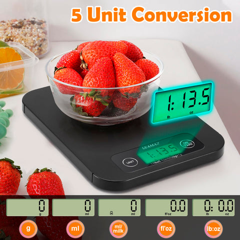 URAMAZ scale in use with a bowl during meal prep