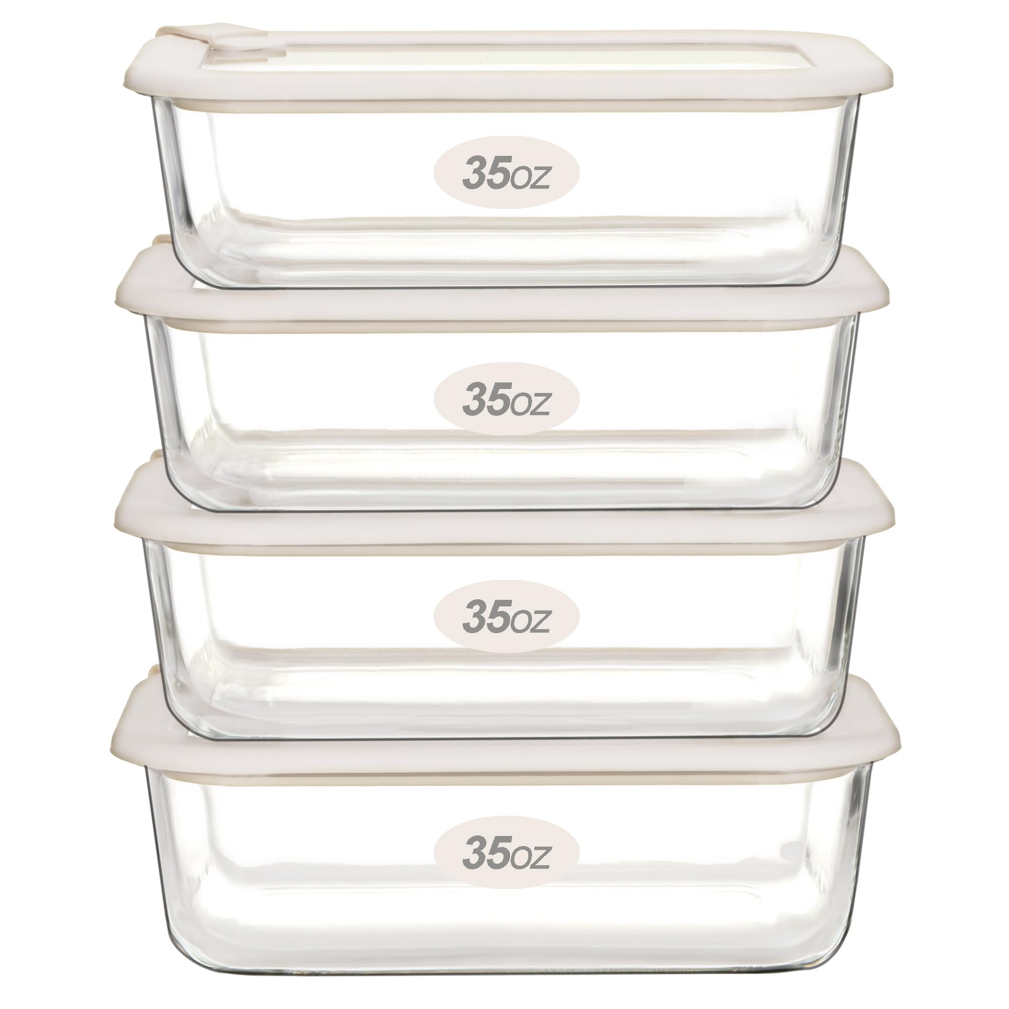 Urban Green rectangle glass container showing 35oz capacity for organized meal prep