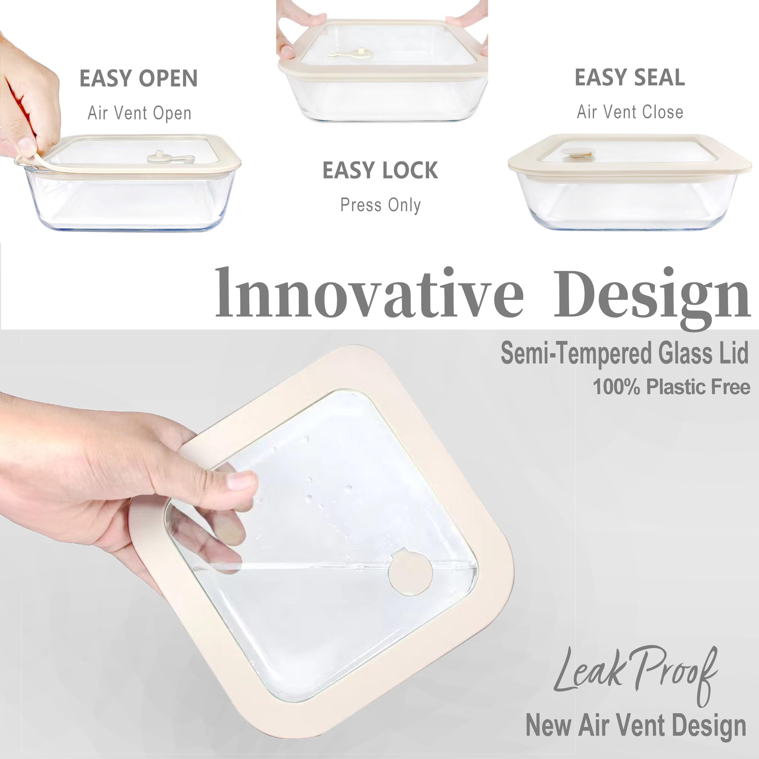 Urban Green rectangle 48oz container with silicone frame for batch cooking and organization