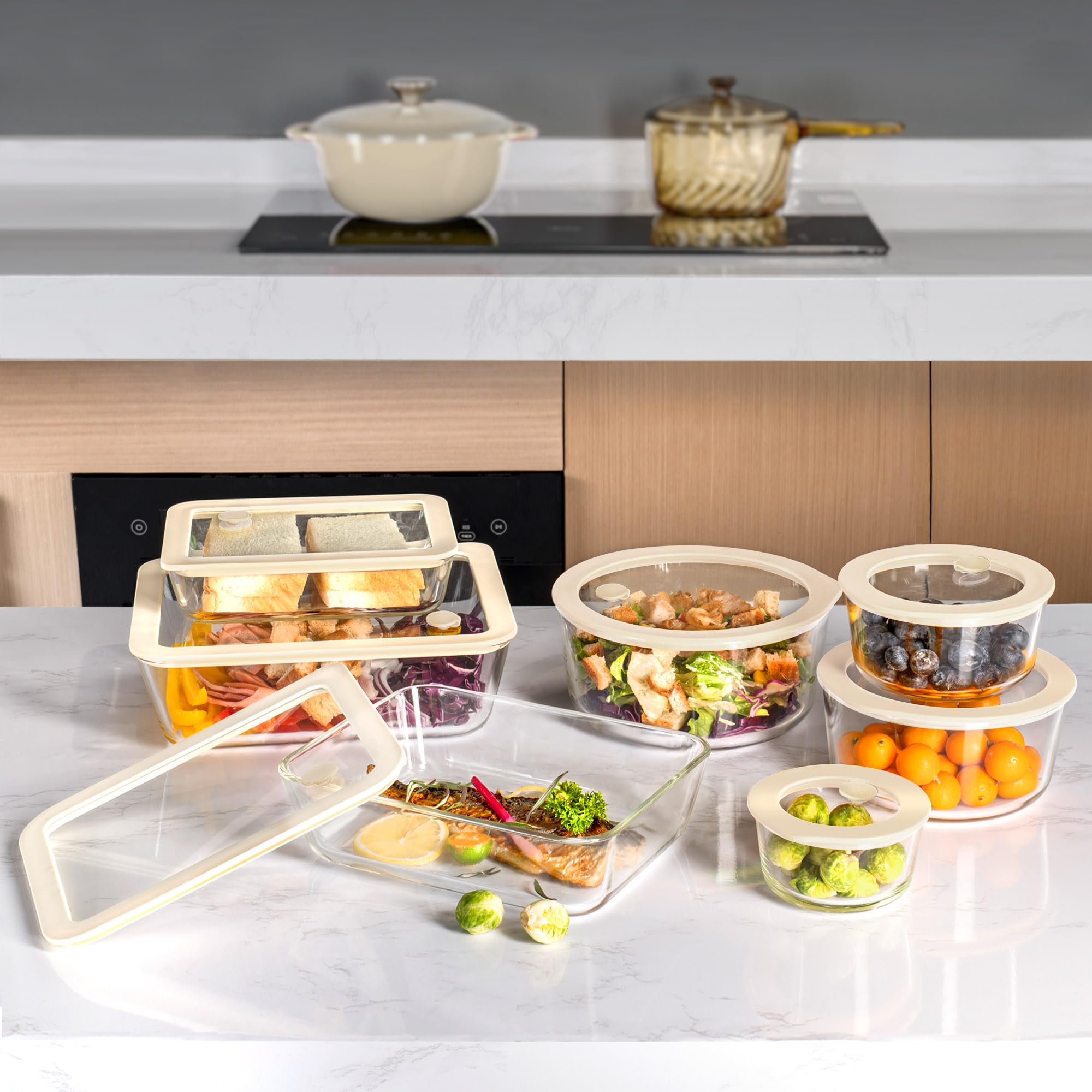 Urban Green rectangle 87oz container with silicone lid for bulk prep.