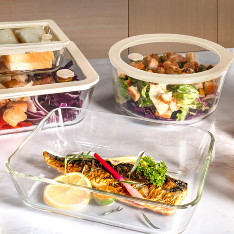 Urban Green round 55oz container with glass lid sturdy and versatile for bulk foods