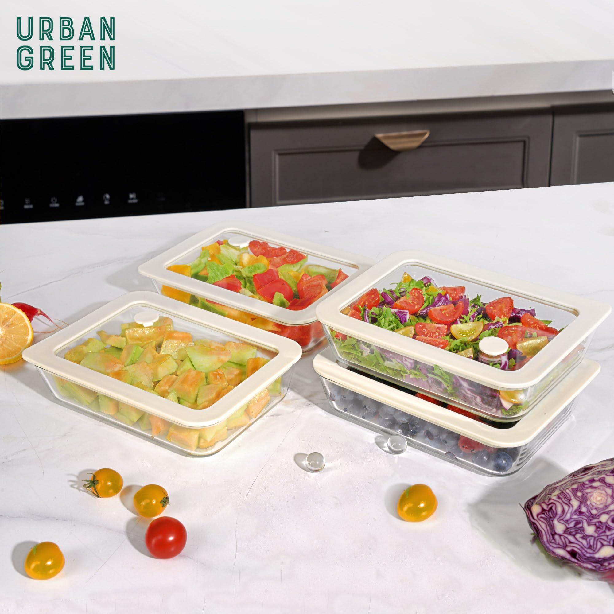 Urban Green silicone-framed glass lid displaying durable, plastic-free design.