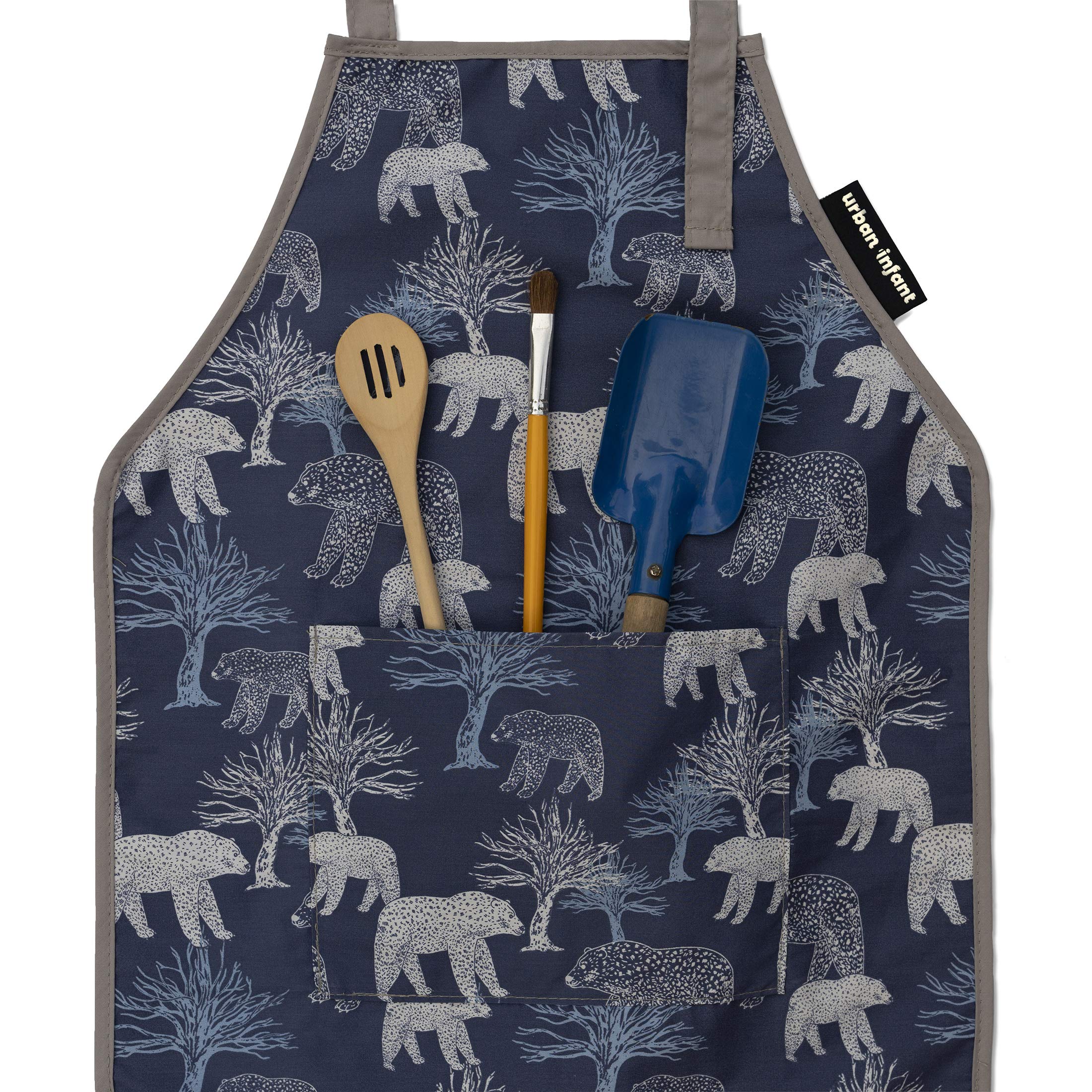 Urban Infant Little Helper apron bears-small adjustable neck enhances comfort for growing kids.