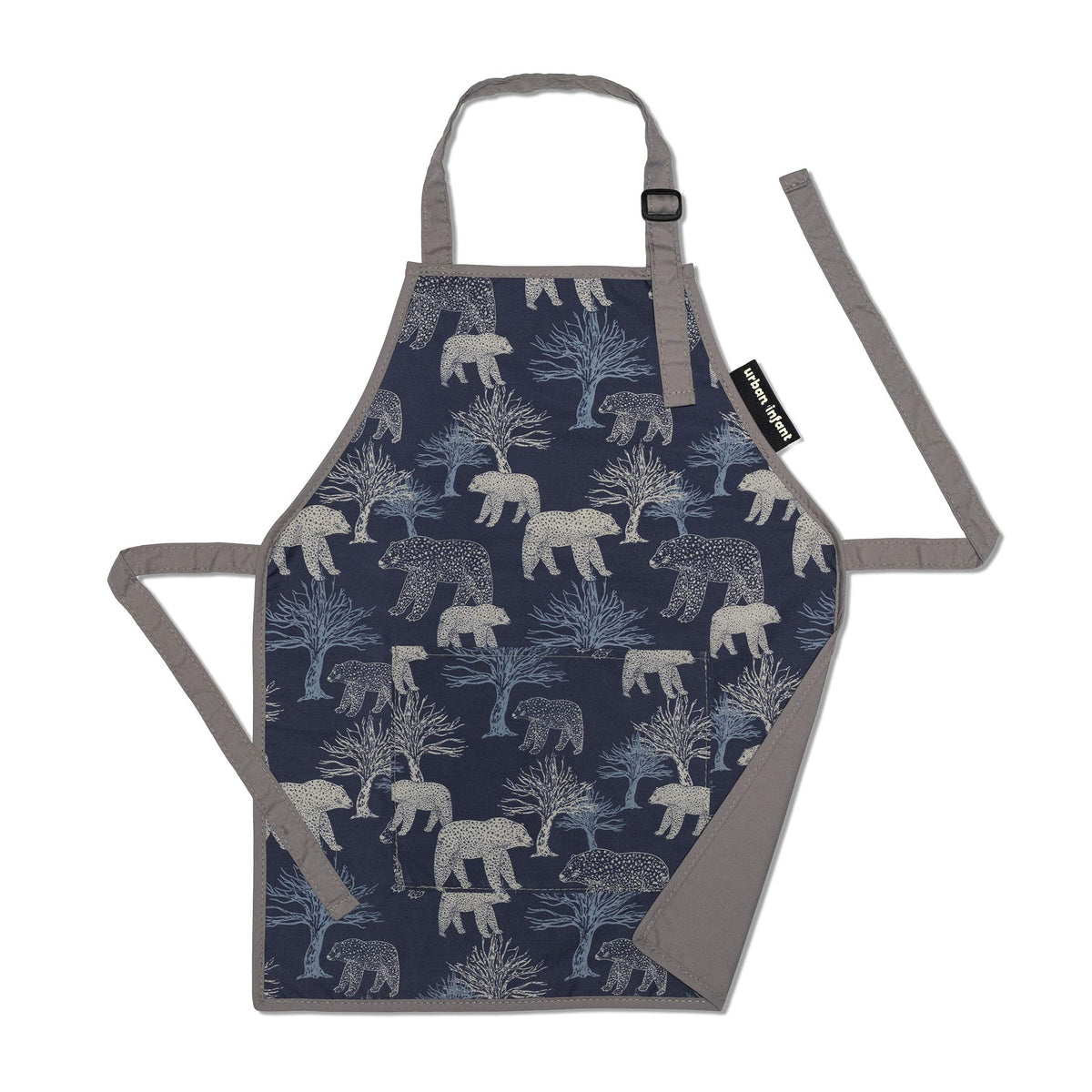 Urban Infant Little Helper apron bears-small front view keeps kids clean while baking.