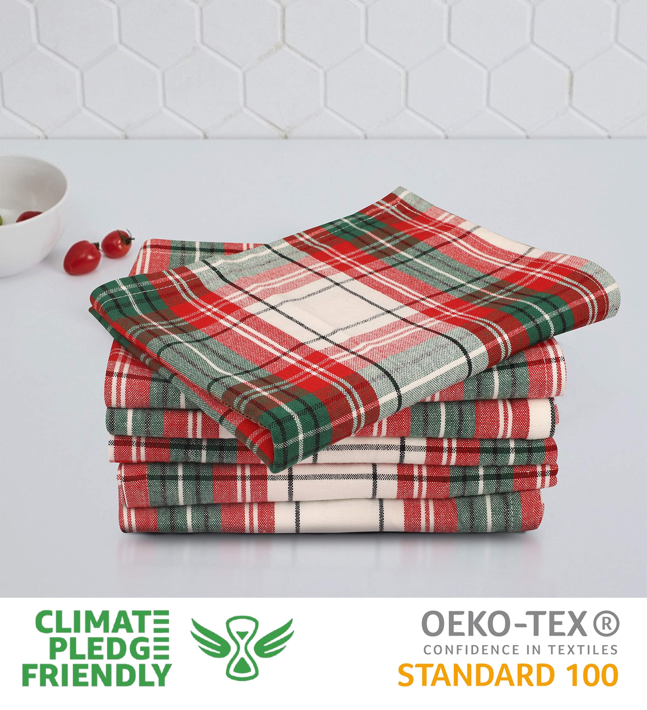 Urban Villa Christmas Kitchen Towels hanging loop for easy air-drying after washing