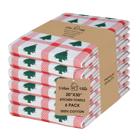 Urban Villa Christmas tree print dish towel for festive holiday cleanup