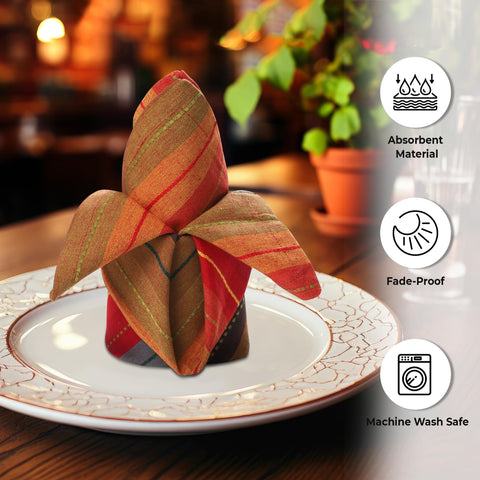 Urban Villa red stripe napkins, durable 100% cotton for elegant table settings
