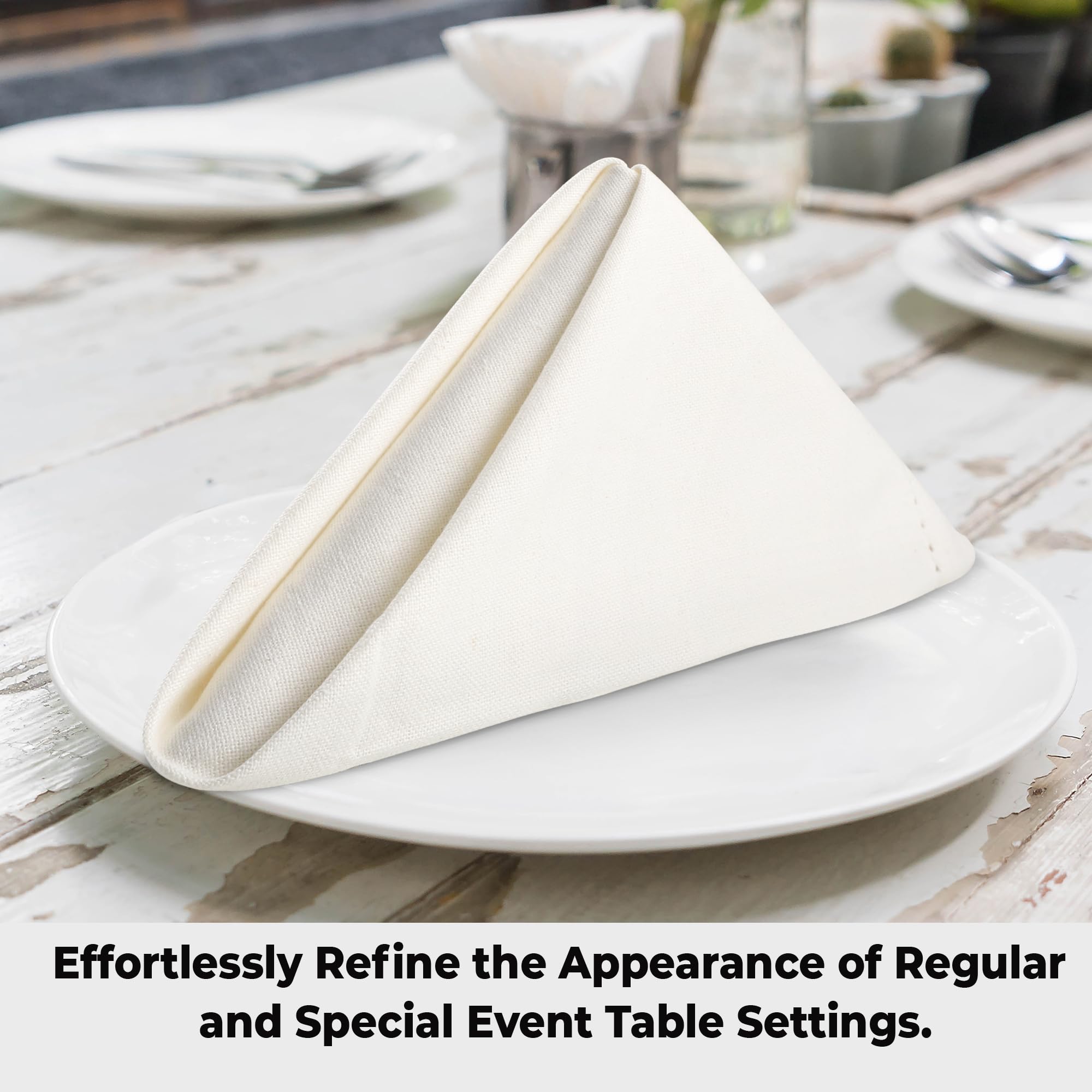 Urban Villa Ivory napkins pre-washed with minimal shrinkage.