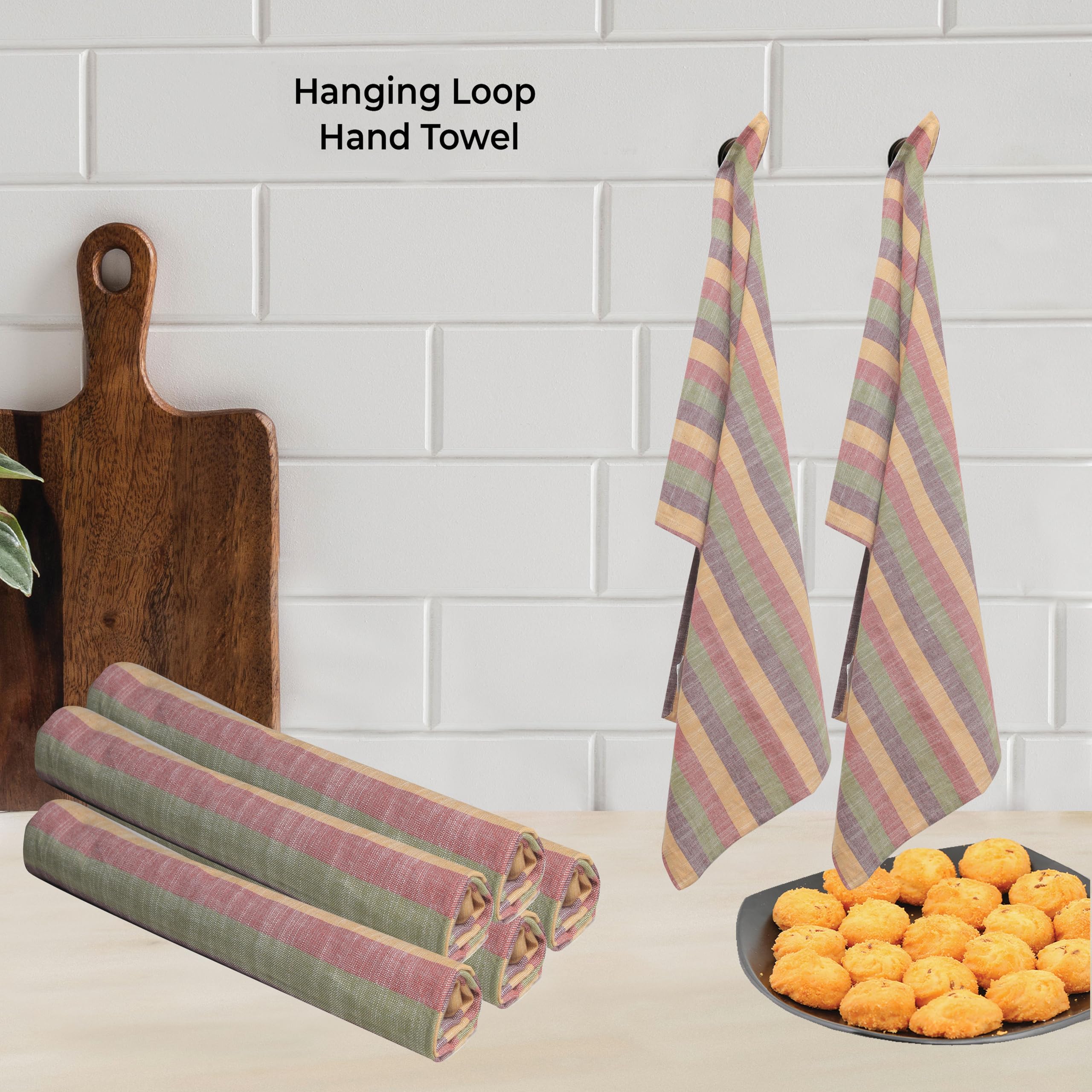 Urban Villa Harvest Stripes dish towels 20x30 ready for dish drying.