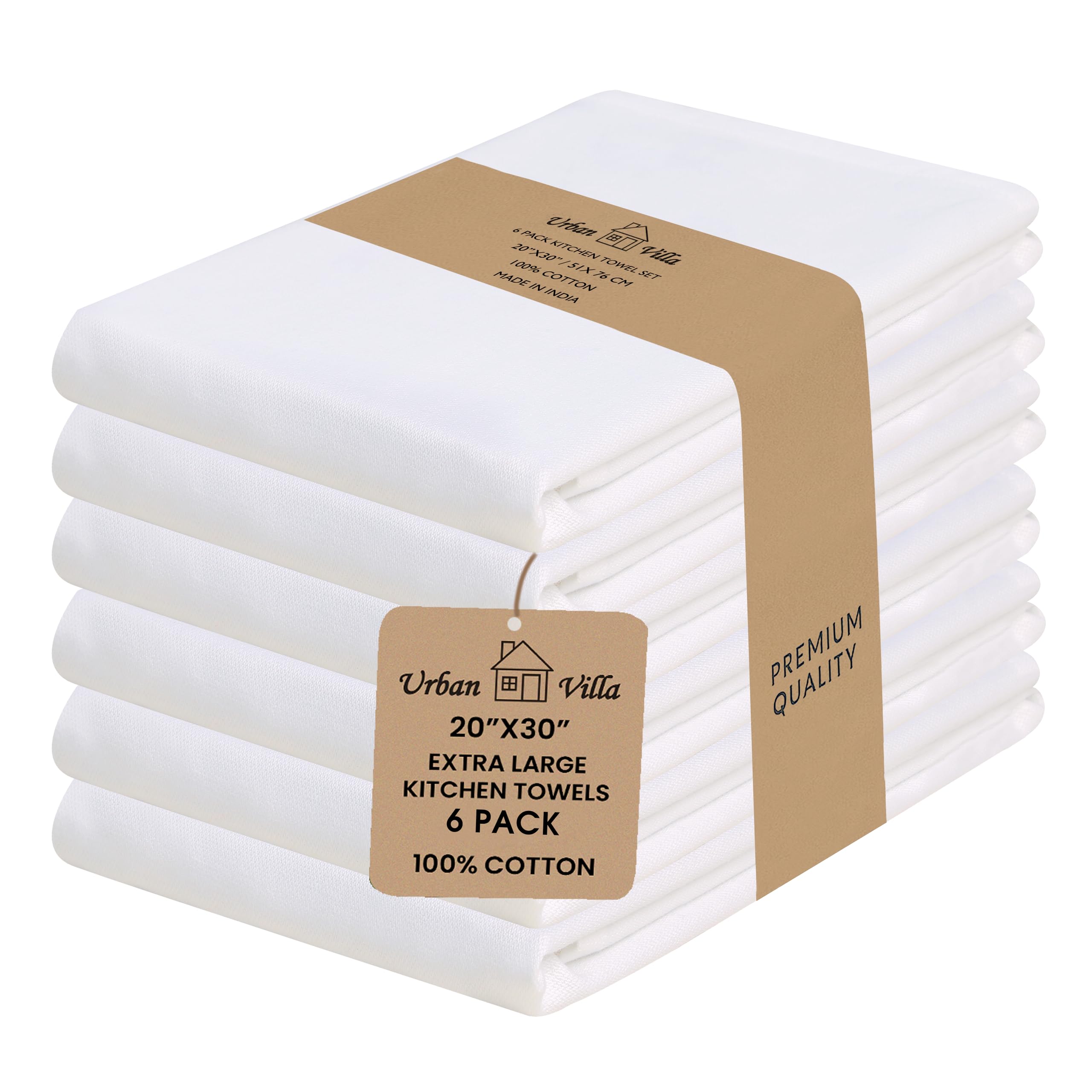 Urban Villa kitchen towels 6-pack, 20x30, fast drying and high absorption.