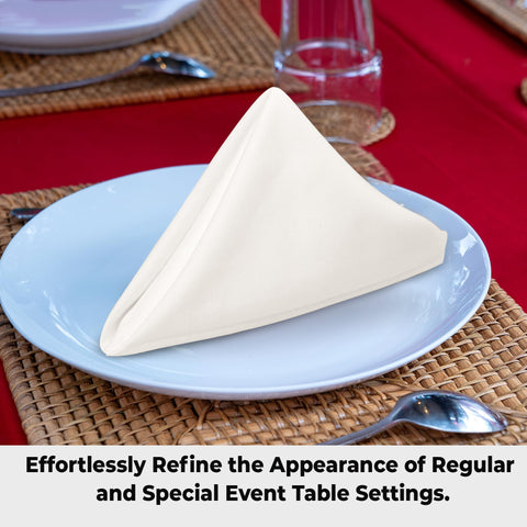 Ivory Urban Villa napkins on a table setting with centerpiece.