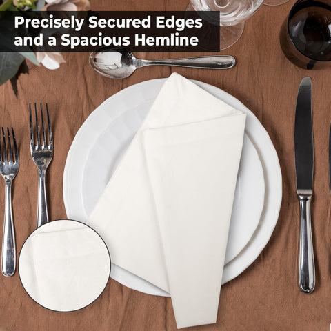 Sustainable, reusable Urban Villa ivory napkins on a dining display.