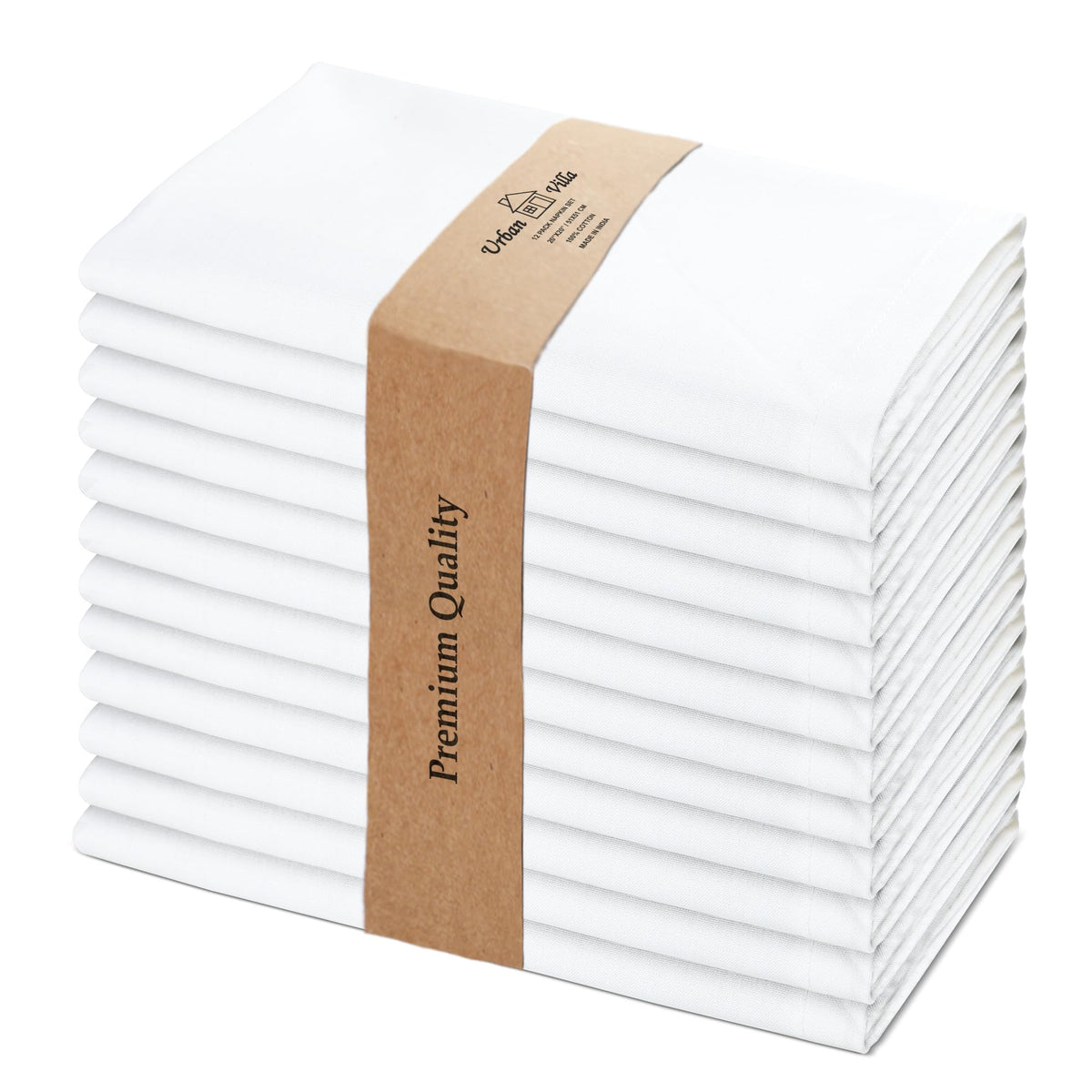 Urban Villa white cloth dinner napkins 20x20 inches for everyday dining