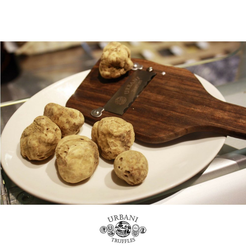 Urbani Truffles wooden slicer ideal for cheese and mushroom slices.