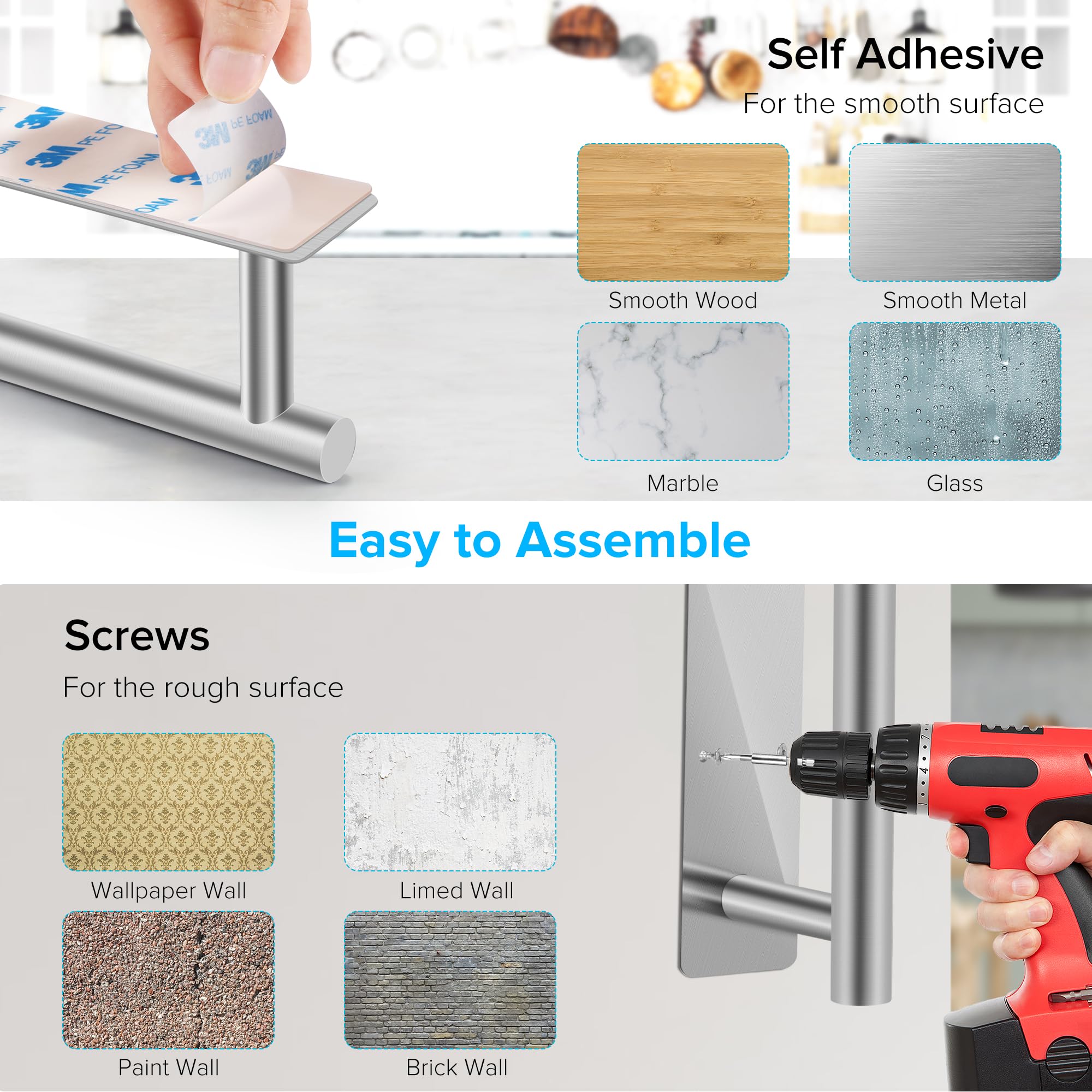 urezorgear wall mount with drilling option for rough walls