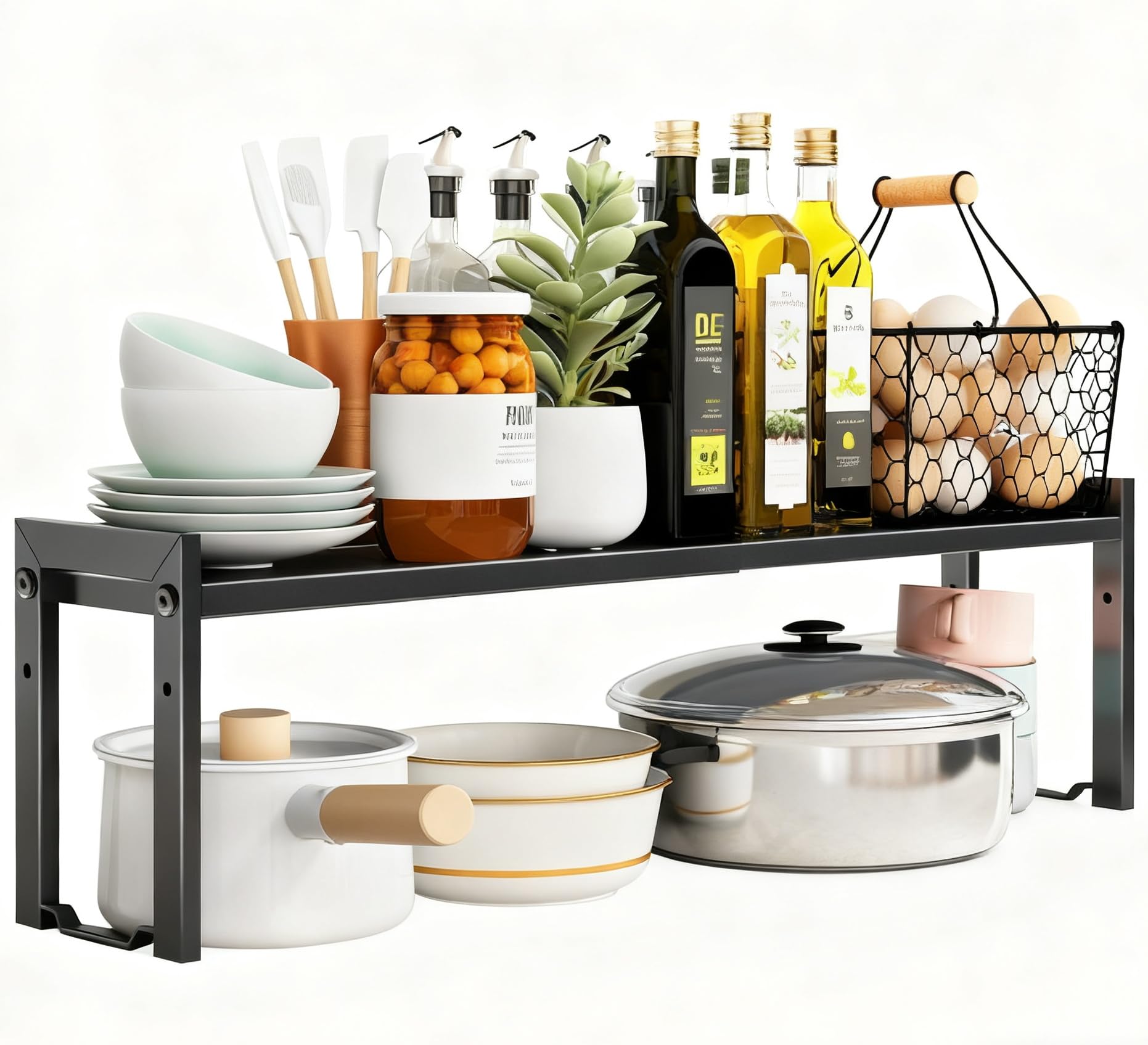 Urhomey plus expandable shelf in 16-26 inch length for versatile storage.