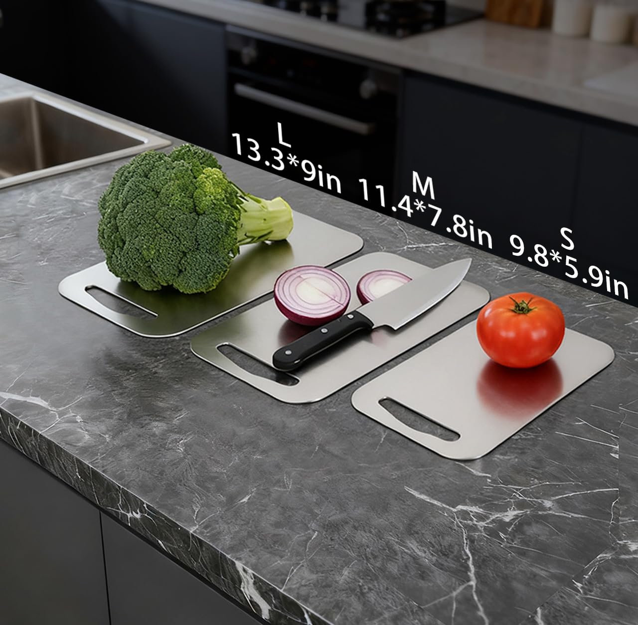 URMONA medium cutting board dimensions for versatile mid-size prep tasks.