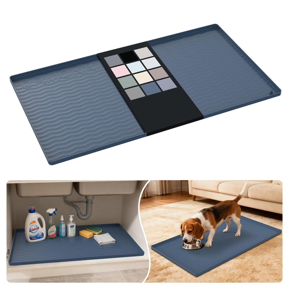URMONA under-sink mat provides waterproof protection against spills.