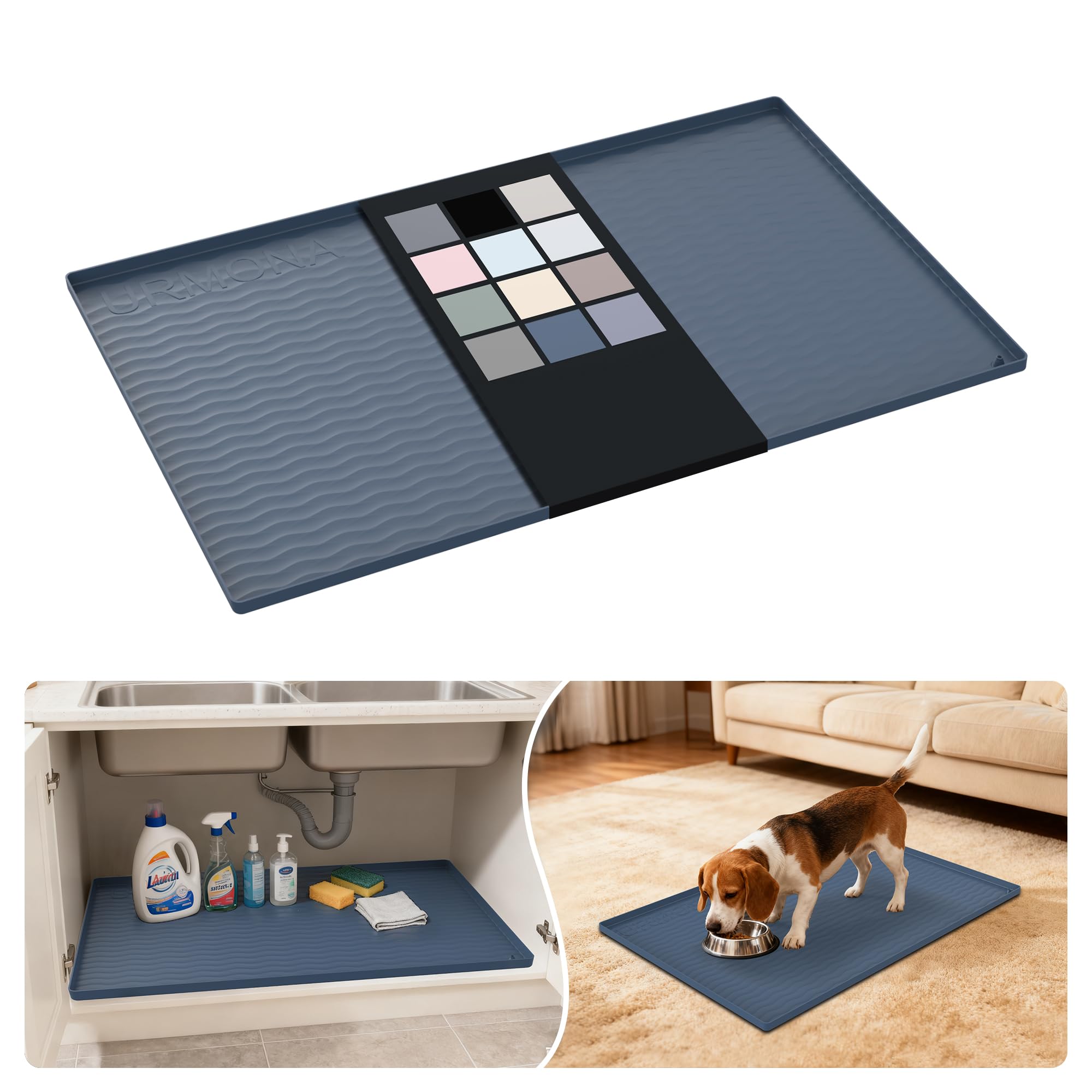 URMONA under-sink mat 34x22 in dark grey protects cabinets from spills and is easy to wipe