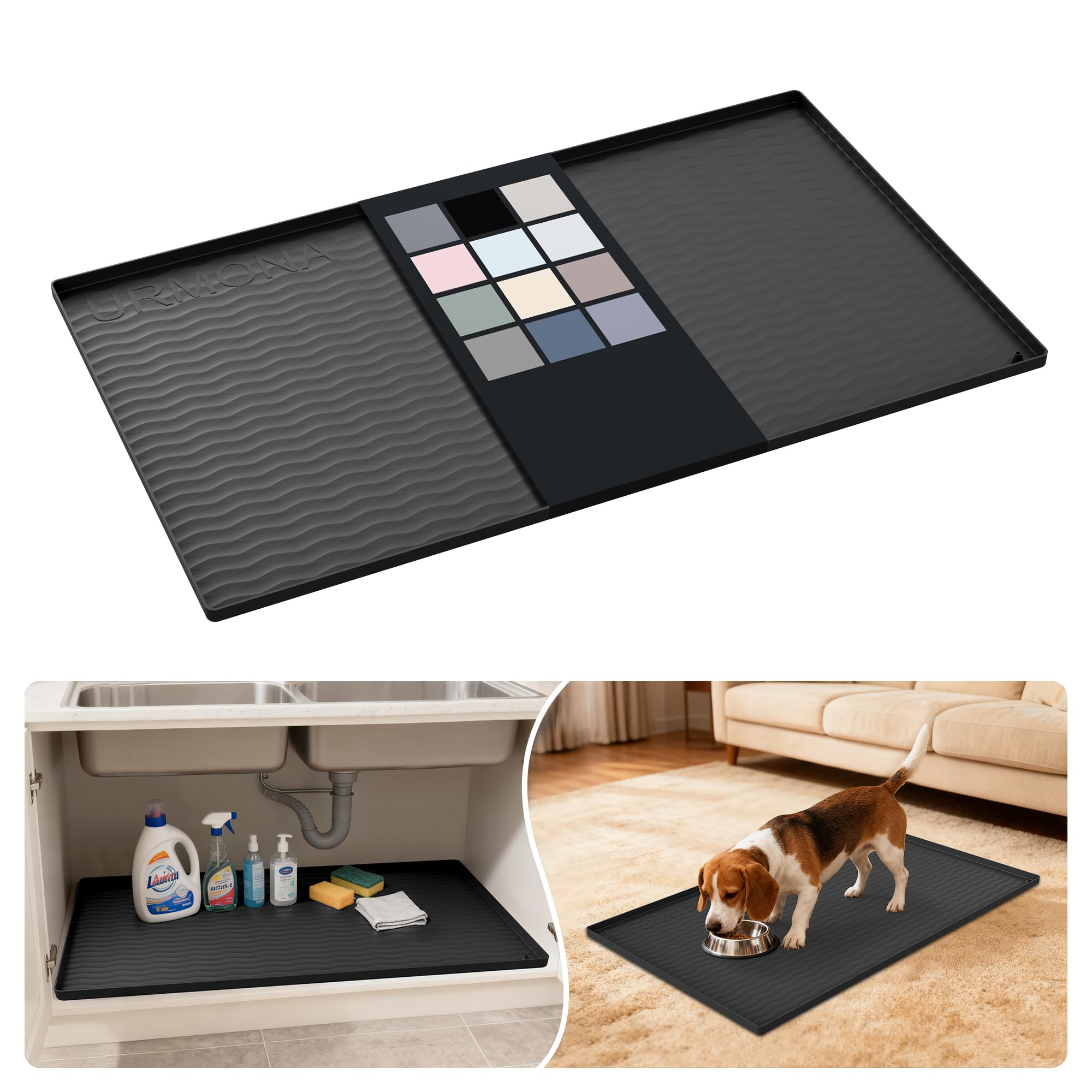 URMONA under-sink mat 37x22 protecting cabinet area and simplifying cleanup