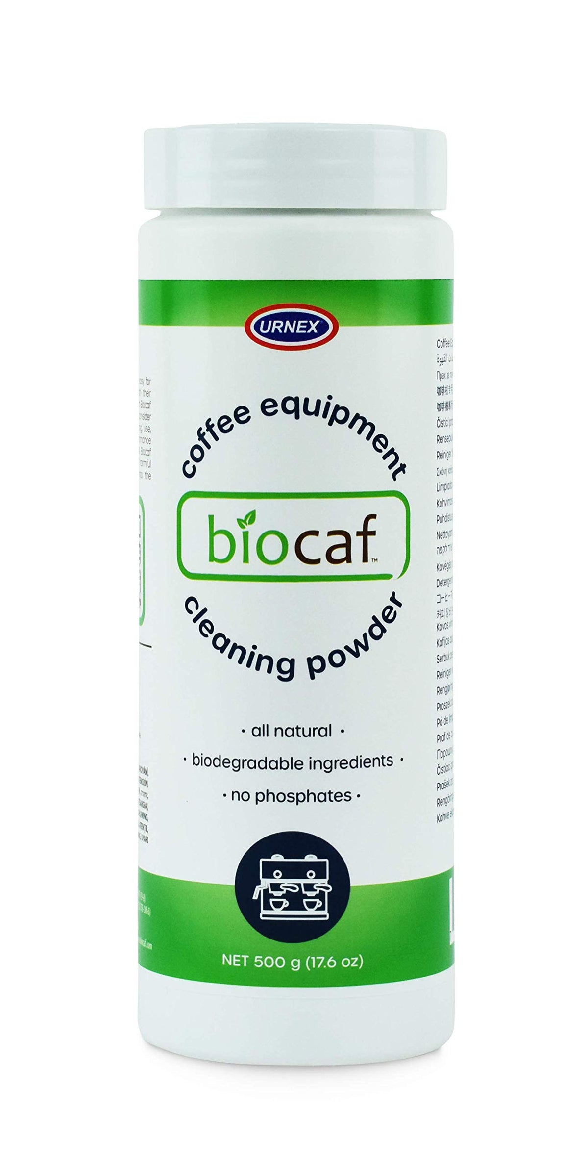 Urnex Biocaf Coffee Equipment Wash jar for cleaning espresso machines and removing coffee residue