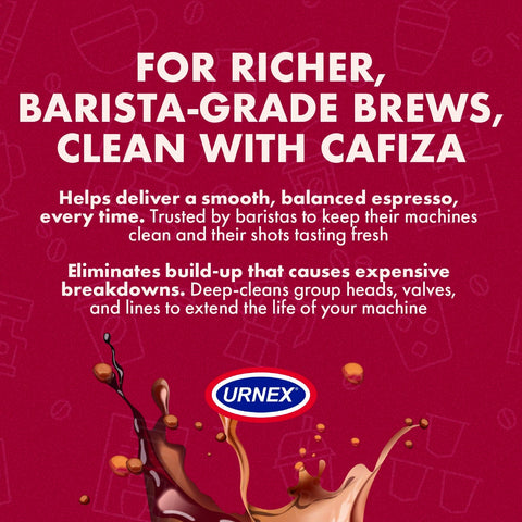 Urnex Cafiza proudly made in the USA and NSF-listed.