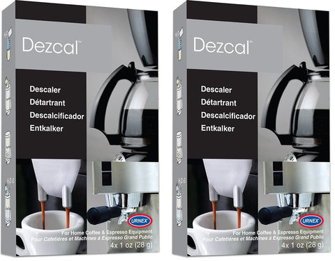 Urnex Dezcal packets for fast descaling in coffee machines