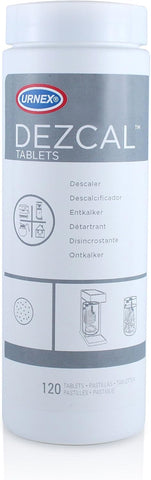 Urnex Dezcal descaling tablets boxed for universal compatibility with many machines