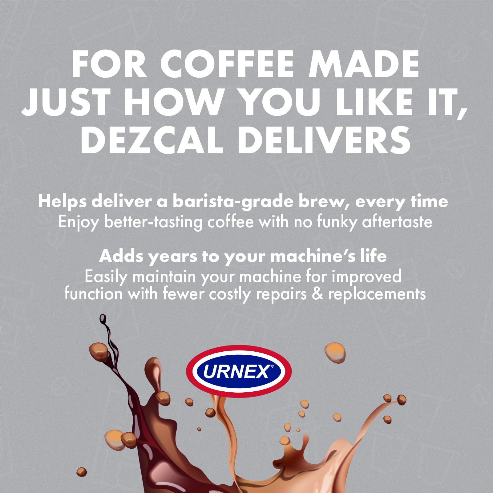 Urnex Dezcal box and tablets on counter for home use