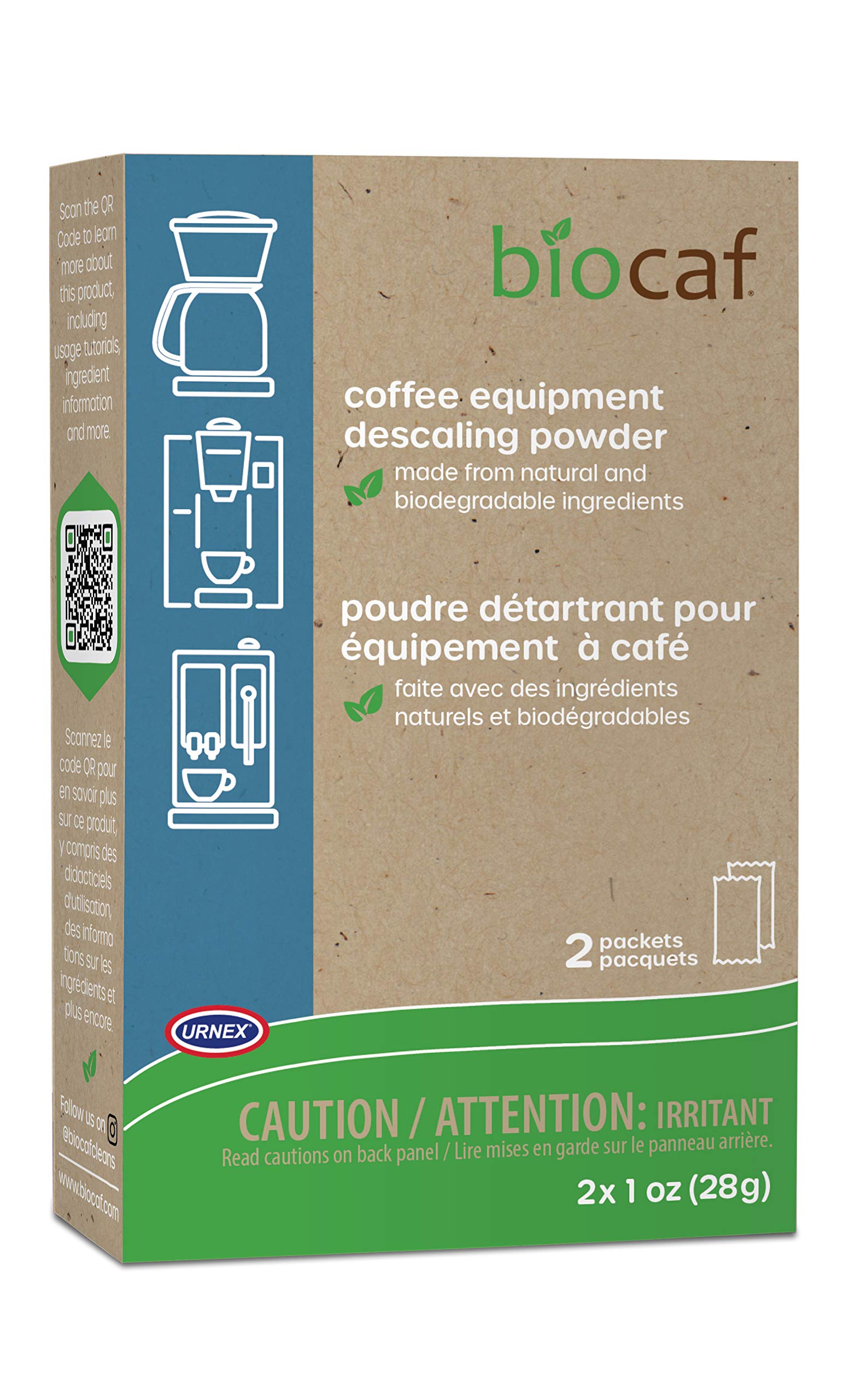 Urnex Full Circle descaler powder single-use pack for kettle descaling.