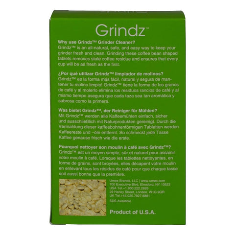 Close-up of Urnex Grindz tablets in a pack for easy dosing.