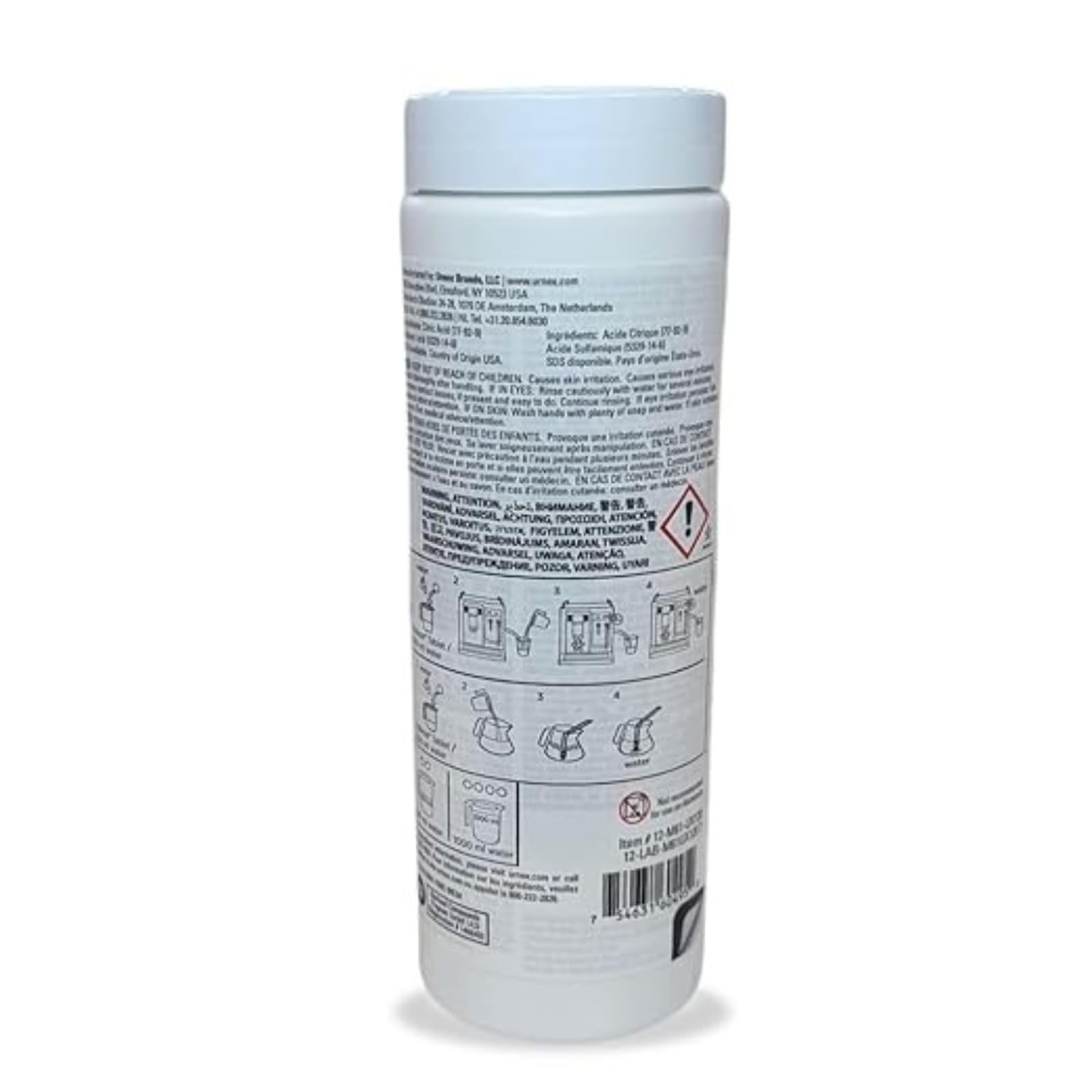 Urnex Rinza Milk Cleaning Tablets compatible with espresso machines and milk pitchers for routine maintenance.