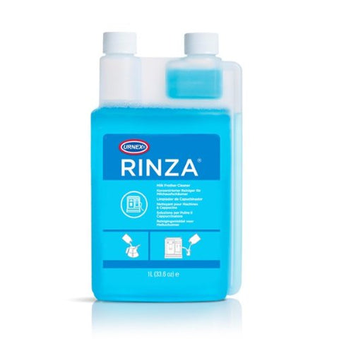 Urnex Rinza milk frother cleaner for 32oz bottle cleans steam wands and tubes for smoother frothing.